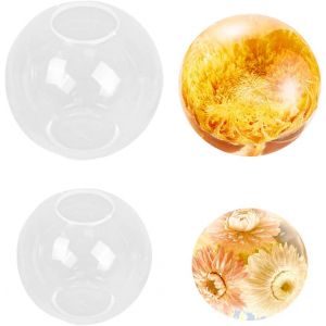 2Pcs Moules à Billes en Résine Moule en Silicone Ball Molds Moules de Coulée en Résine Ronde Moules Sphériques pour Résine époxy 3D Cristal Moule DIY Pendentif Bijoux Artisanat En Résine - Neuf
