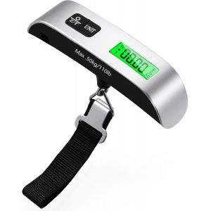 Balance électronique pour bagages, balance de voyage portable, mesure de la température et tare, capacité maximale de 50 kg/110 lb. - Neuf