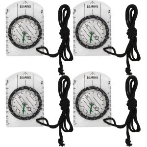 4pcs Multifonctionnelle Boussole,Boussole Randonnée,Professionnelle Échelle De Carte Boussole Distance Calculatrice Boussole De Lecture De Carte Pour Randonnée En Plein Air Équipement - Neuf