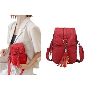 Sac bandouli&egrave;re femme pour t&eacute;l&eacute;phone portable, sac messager en cuir PU rouge - Neuf