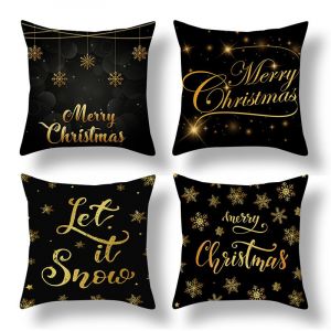 Lot De 4 Housses De Coussin De Noël, Housses De Coussin Décoratives Pour Canapé, 45 X 45 Cm. - Neuf