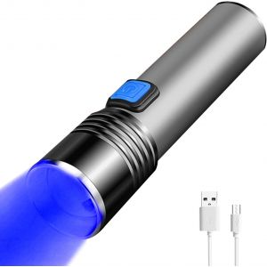 Dool-Lampes De Poche Chasse Lumi&egrave;re Bleue Rechargeables,Lumi&egrave;res De Suivi Du Sang,3 Modes,Petite Lampe Poche Tactique Led Zoomable Coyote Light P&ecirc;che Vision Nocturne. - Neuf