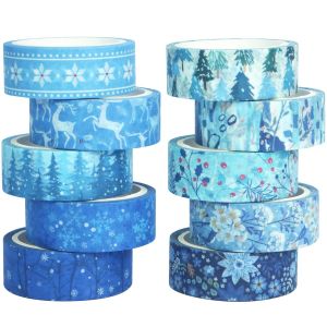 Washi Tape,Hiver Masking Tape Ruban D&eacute;coratif Pour Arts Et Travaux Manuels De Bricolage,Scrapbooking,Bullet,Journal,Planning,Cadeaux,D&eacute;coration (Winter 10) - Neuf