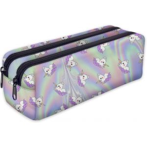 ERYI-Trousse Scolaire 2 Compartiments Sac A Crayon Trousse De Toilette Trousse Plumier Organisateur Licorne Hollo [107] - Neuf