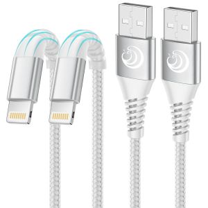 Kalanka-C&acirc;ble Iphone, Chargeur Iphone [1m+1m/Lot De 2] Cable Chargeur Lightning Certifi&eacute; Mfi Nylon Tress&eacute; Fil Rapide Cordon Compatible Avec Iphone 14 Pro Max/13/12/11/Pro Max/Xs /Xr/X/8/7/6s/6/Se 20 - Neuf