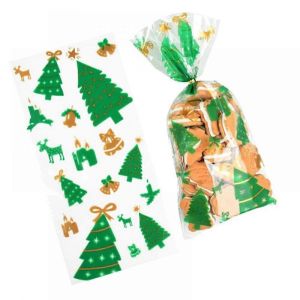 Keimprove 50 Pcs No&euml;l Violoncelle Bonbons Sacs Avec Des Attaches, Le No&euml;l De L'impression D'emballage Pour Des Vacances De Cadeaux Pour La F&ecirc;te, Le P&egrave;re No&euml;l Bonhomme De Neige Arbre De Design - Neuf