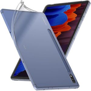 JGD-- Coque pour Samsung Galaxy Tab S7+ SM-T970, Etui Protection Silicone Transparent Antichoc, Souple Slim, Transparent - Neuf