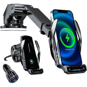 15w Qi Chargeur Induction Voiture[Induction Infrarouge] Compatible Avec Toutes Les Bouches D'a&eacute;ration, Pare-Brise Et Tableaux De Bord De Smartphone (Avec Chargeur De Voiture Qc3.0)U2026U2026 - Neuf