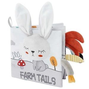 Livre en tissu pour bébé, jouet éducatif pour enfants, idée cadeau dès la naissance, doux et froissé avec animaux (lapin 3D) - Neuf