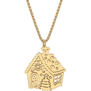 Kal-Collier De Noël En Acier Inoxydable Plaqué Or 18k Pour Les Femmes Et Les Filles Bijoux À Pendentifs Cadeaux Pour Décorations De Fêtes De Fin D'année - Neuf