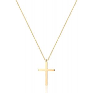 Kal-Cha&icirc;ne Pour Femme En Or Avec Pendentif En Forme De Croix - Hypoallerg&eacute;nique - Plaqu&eacute; Or 18 Carats - Bijou Fantaisie Pour Femmes Et Filles - Neuf