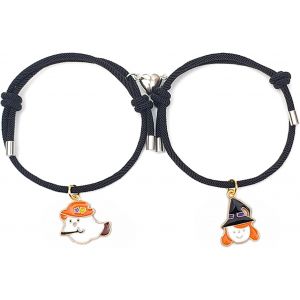 Kal-Bracelet Couple Amoureux Pour 2, Magn&eacute;tiques Attirant Les Amoureux Bracelet Couple, R&eacute;glable Bracelet D'amiti&eacute; En Corde Cadeau Pour Couple, Famille, Soeurs, Meilleurs Amis Cosplay D'halloween - Neuf