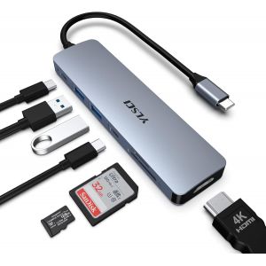 Hub Usb C, Adaptateur Usb C 7 En 1 Avec 4K@30 Hz Hdmi, 100 W Pd, 1 Usb C, 2 Lecteurs De Cartes Sd/Tf Compatible Avec Macbook, Ipad, Surface Pro 8/7, Galaxy Tab Et Autres Appareils De Type C[Z2029] - Neuf