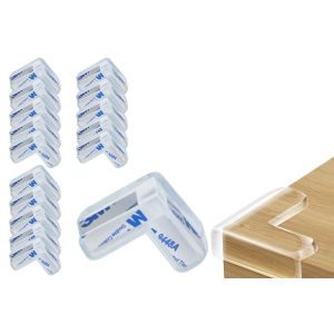 Protections d'angle souples pour meubles - Protections de bord de bureau, coussinets d'angle de table en PVC, forme en L, transparents, lot de 16 - Neuf