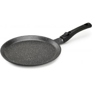 Subzonal-Pcui001020 - Po&ecirc;le &Agrave; Cr&ecirc;pes Fonte D'aluminium Premium &Oslash;28cm - Rev&ecirc;tement Anti-Adh&eacute;sif Fa&ccedil;on Pierre - Manche Amovible - Tout Feu, Induction, Noir - Neuf