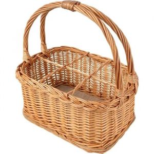 Panier à Bouteilles - CREATIVE HOME - 6 compartiments - 33 x 23 x 36 cm - Osier - Marron - Neuf
