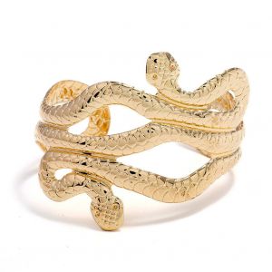 Bracelet Jonc Ouvert En Alliage Creux Pour Femme (Serpent Dore) - Neuf