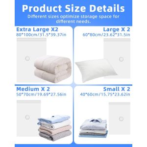 SJZG-Sac Sous Vide Vêtements Sous Vide Aspirateur Aspirateur Et Pompe Électrique Sac De Rangement Sous Vide Ensemble (2 Jumbo 2 Grands 2 Moyens 2 Petits) Pour Vêtements Couettes Voyages - Neuf