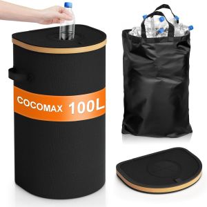 R&eacute;cipient De Collecte De Bouteilles De Consigne 100L, Stable Collecteur De Bouteilles Consign&eacute;es Avec Couvercle, Grand Collecteur De Bouteilles Pliable Pour Cuisine Recyclage Des Bouteilles - Neuf
