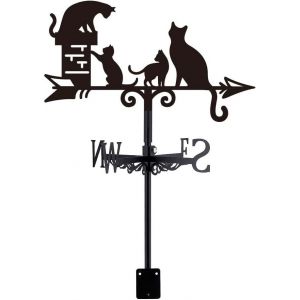 MEVRONISSHOP-Girouette de Jardin Exterieur Chat pour Montage sur Toit Piquet de Jardin Animal Vintage Girouettes D&eacute;corative Indicateur de Direction du Vent en M&eacute;tal Deco Jardin Exterieur - Neuf