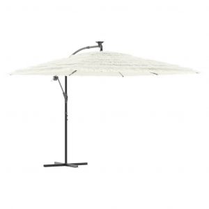 Parasol De Jardin En Polyester Avec M&acirc;t Acier 290 X 290 X 238 Cm Protection Uv Robuste Moderne En Blanc Helloshop26 02_0056384 - Neuf