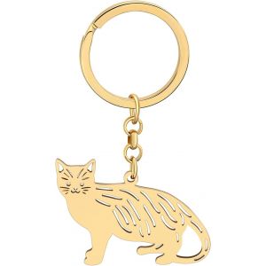 KAL-Porte-Cl&eacute;s Chat En Acier Inoxydable Cadeaux Mignon Chat Pour Femme Filles Porte-Cl&eacute;s Chat Porte-Monnaie Cl&eacute;s De Voiture Charms - Neuf