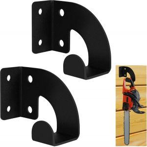 ASFASFq-Lot de 2 supports muraux robustes pour tronçonneuse - Support mural pour tronçonneuse - Pour jardin, garage, atelier - Métal noir - Neuf