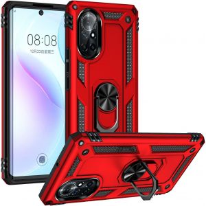 Kal-Coque Pour Huawei Nova 8, + Hd Verre Trempé, Etui Housse De Protection Antichoc Durable Résistante 2 En 1 Hybride Pc Tpu Étui Téléphone Pour Huawei Nova 8,Rouge - Neuf