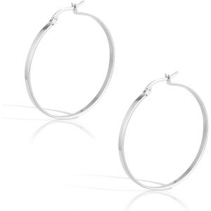 Chenquansarl-Boucles D'oreilles Cr&eacute;oles Ultra L&eacute;g&egrave;res En Titane Pur Pour Femme, 40 Mm De Diam&egrave;tre - En Acier 316l Classique De Qualit&eacute; Sup&eacute;rieure - Diam&egrave;tre 4 Cm - Neuf