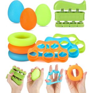 Lot De 10 Hand Grip Musculation Avant Bras,Renforceur De Doigt Exerciseur À La Main Exerciseur De Doigt À Ressort,Poignet Musculation Ajustable,Musculation Doigts,Doigt Civière Préhension - Neuf