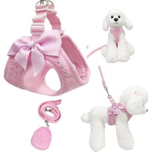 Ensemble Harnais Et Laisse Pour Petit Chien, Harnais Clout&eacute; En Diamant, Maille Douce, Respirante, Facile &Agrave; Marcher, Harnais L&eacute;ger Pour Petits Chiens Et Chats - Neuf
