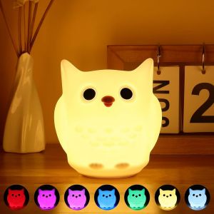 Veilleuse Enfant,7 Couleurs Veilleuse Hibou,Veilleuse B&eacute;b&eacute; Lampe De Chevet Minuterie 30 Minutes,Kawaii Veilleuse D&eacute;co Chambre &iquest;Cadeaux Et Surprises Pour Gar&ccedil;ons Et Filles - Neuf