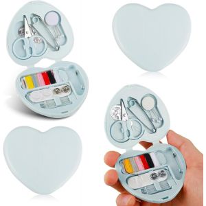 Lot De 2 Mini Kits De Couture De Voyage,Fournitures De Couture Portables Avec Étui De Rangement En Forme De C?Ur Mignon Avec Aiguille À Coudre,Fil De Coton,Aiguille,Ciseaux,Enfile-Aiguille.[Y137] - Neuf