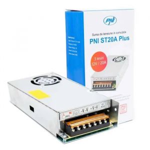 Source de tension commut&eacute;e PNI ST20A Plus 12V 20A stabilis&eacute;e pour les syst&egrave;mes de surveillance - Neuf