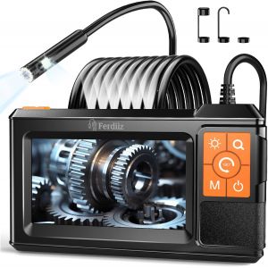 Camera Endoscopique Double Lentille 5M, 1080P HD Ecran IPS 4,3 Pouces Camera Inspection Canalisation avec 8+2 Lumi&egrave;res LED, IP67 &Eacute;tanche, 2600mAh, Id&eacute;al pour M&eacute;canique Auto, Plomberie - Neuf