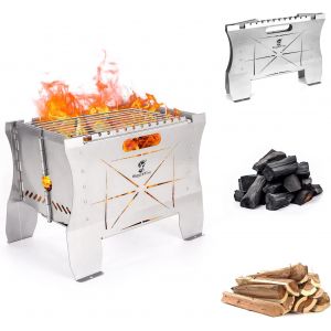 Ulteronixshop-Barbecue de camping pliable au charbon de bois en acier inoxydable, barbecue de pique-nique portable, barbecue pliable avec sac de rangement pour camping, ext&eacute;rieur, jardin, pique-nique et f&ecirc;te - Neuf