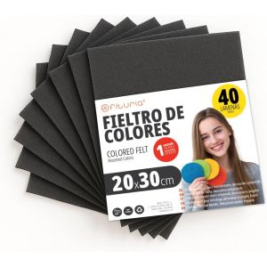 Mevronisshop-Feutrine De Couleurs Pour Loisirs Cr&eacute;atifs, Couture, Patchwork, Artisanat, Diy Et D&eacute;coration 20x30cm (Noir, 40 Pcs) - Neuf