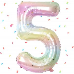 Ballon dégradé en forme de chiffre,en aluminium,5,101 cm,dégradé de 5 ans,ballon à l'hélium,décoration d'anniversaire pour fille et garçon - Neuf
