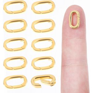 Ershi-10 Pièces Ovale Mousqueton Or Bijoux Fermoir Chaîne Fermoir Bracelet Collier Oreille Goujon Fermoir 14 × 8 Mm Ressort Anneau[8 - Neuf