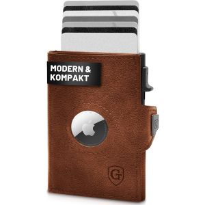 asas-Gento Smartlet Push-Portefeuille Avec Compartiment À Monnaie-Étui En Métal-Portefeuille Fin-Protection Rfid Nfc Certifiée Tüv-Petit Portefeuille-Étui Fin Pour Cartes,Marron Foncé Mat, - Neuf