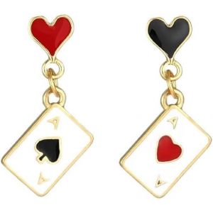 Kal-Boucles D'oreilles Femme Poker, Reine De C?ur Accessoires Boucle D'oreille Saint Valentin, Boucle Oreille Carte À Jouer, Earrings Poker Pour Femme Accessoires De Costume - Neuf