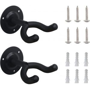 ChenQuanSarl-Lot De 2 Support Guitare En Métal Porte Guitare Mural Accroche Antidérapant Noir Crochet Guitare Avec Éponge De Protection Convient À Tous Les Types De Tête De Guitare Électrique,Ukulele - Neuf