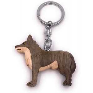 Kal-Porte-Clés En Bois Loup Animal Prédateur Chien Meute Sabot Animal Charme Pendentif Animal - Neuf