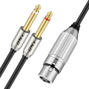 Dual 1/4 vers XLR,XLR Femelle &agrave; Double 6,35 mm TS Mono Plug C&acirc;bles St&eacute;r&eacute;o,Femelle vers Double 1/4"" TS Mono Y Splitter C&acirc;ble de Microphone avec Longueur de 1 m pour Connectivit&eacute; Audio Sup&eacute;rieure - Neuf