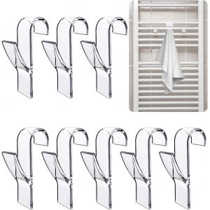 MEVRONISSHOP-8 Pi&egrave;ces Crochet Serviette Salle de Bain,Crochet Seche Serviette,Crochet pour Radiateurs, Crochet Salle de Bain,Crochet Serviette, pour Tous les Radiateurs Standards (Transparent) - Neuf