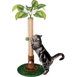 Kalanka-Griffoir Pour Chat, 81 Cm De Hauteur Grattoir Chat Avec Corde En Sisal Pour Chats D'int&eacute;rieur Joli Griffoir Pour Chaton Vert Avec Jouet - Neuf