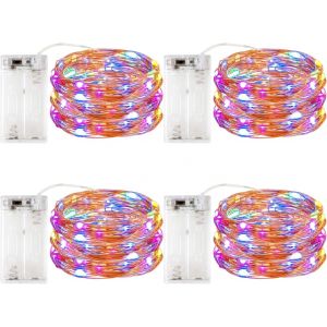 Jgd-Lot De 4 Guirlandes Lumineuses De No&euml;l Avec Minuteur, Fil De Cuivre &Agrave; Piles Et 30 Led, Fonctionne Avec Piles, &Eacute;tanche, D&eacute;coration De Bouteille, Multicolore - Neuf