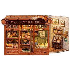 Kit de maison miniature &agrave; monter soi-m&ecirc;me - Puzzle 3D lumineux de la boulangerie de Mme Hunt pour la famille et les amis - Neuf