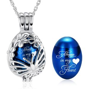 Kal-Collier Urne En Forme De Goutte En Forme De Papillon Pour Cendres En Acier Inoxydable - Mini Urne Souvenir Creuse Pour Homme Et Femme - Neuf
