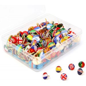 ChenQuanSarl-Lot De 200 Puna s, &Eacute;pingles Cr&eacute;atives Pour Carte, Puna s Pour Carte Du Monde, Carte Du Monde De Voyagege, Forme De Drapeau National Pour Tableau D'Affichage, Carte, Bureau - Neuf